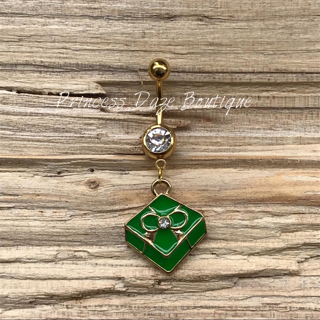 Gold Present Belly Button Ring